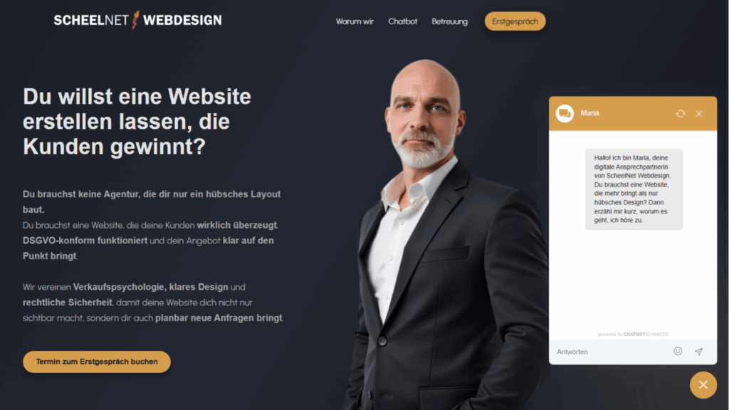 Bild der Startseite von der Website der ScheelNet Webdesign Webagentur aus Pfullendorf