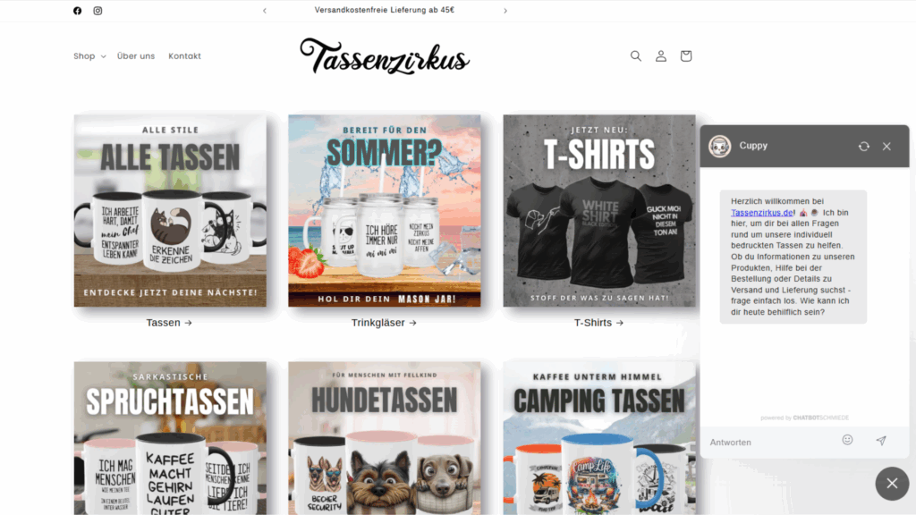 Bild von Tassenzirkus.de Online Shop für bedruckten Tassen mit Sprüchen und T-Shirts